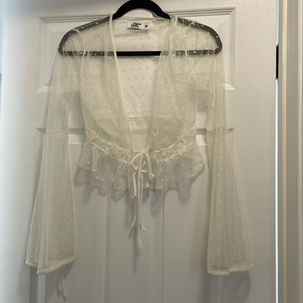 NWOT cute sheer polka dot blouse